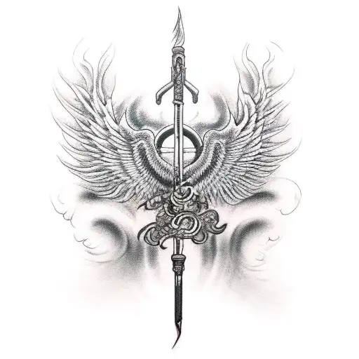 Phoenix Holding A Rod Of Asclepius