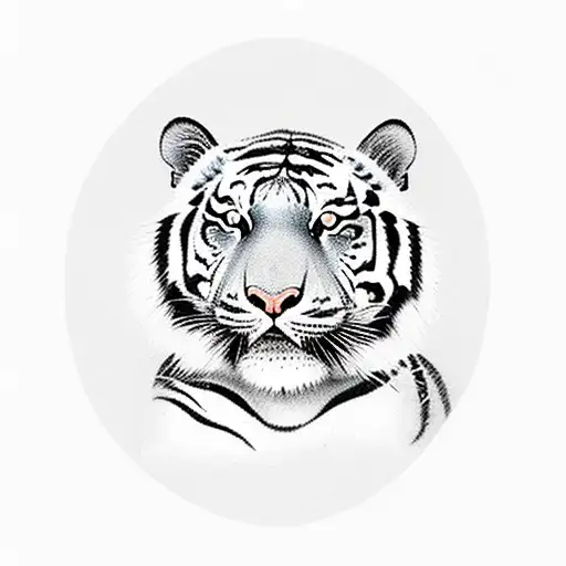 Traditional Chinese Landscape Withe A Tiger Walking Painting Elongated Rectangle Frame