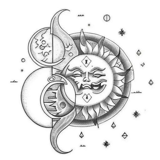 Sun And Moon Tattoo For Shoulders