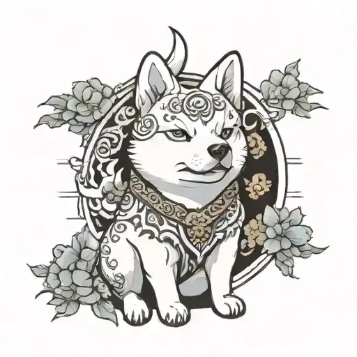 White Shiba Inu In A Pokemon Style