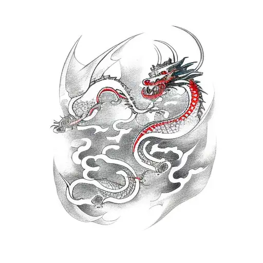 Dragon Fighting A Samurai