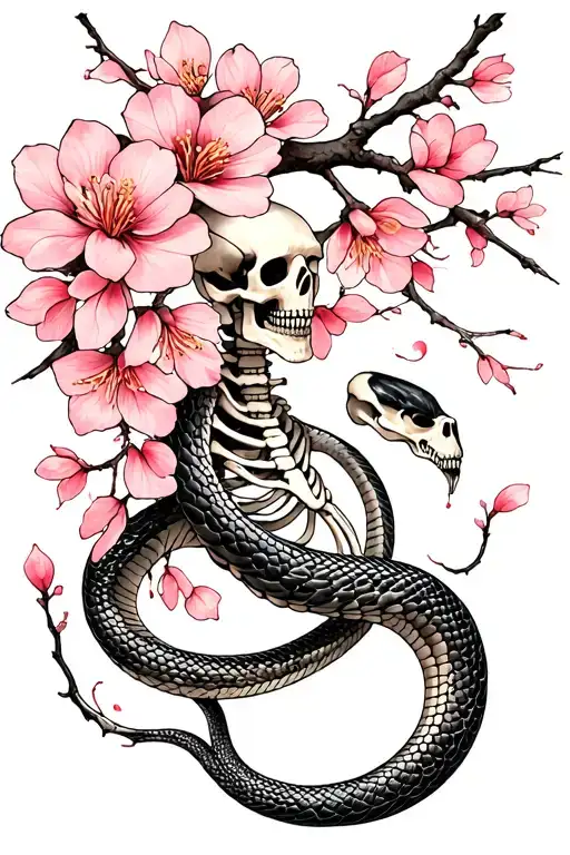 Skeleton Snake Cherry Blossom