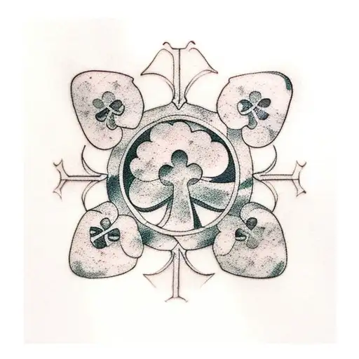 Four Leaf Clover With A Cross