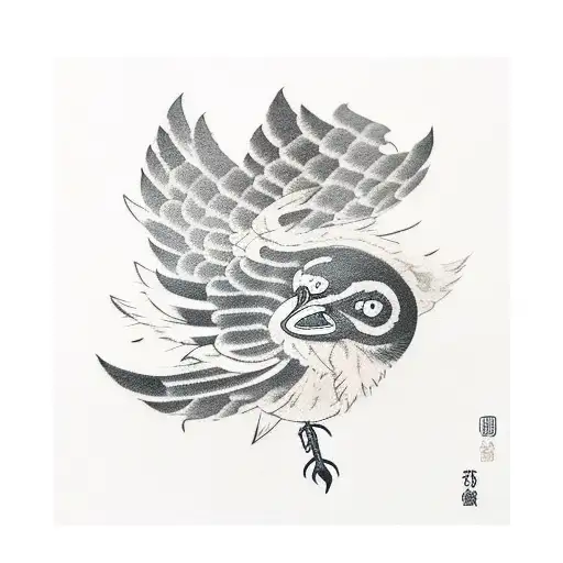 Crow Feather With Haikyuu 'Fly' In Kanji