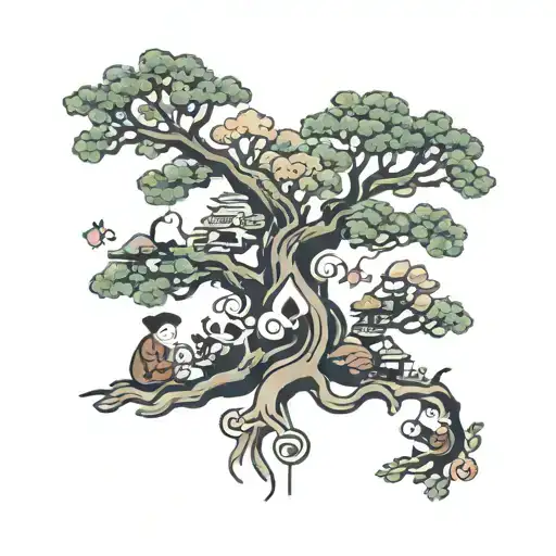 Little Blob People Under The Tree Of Life