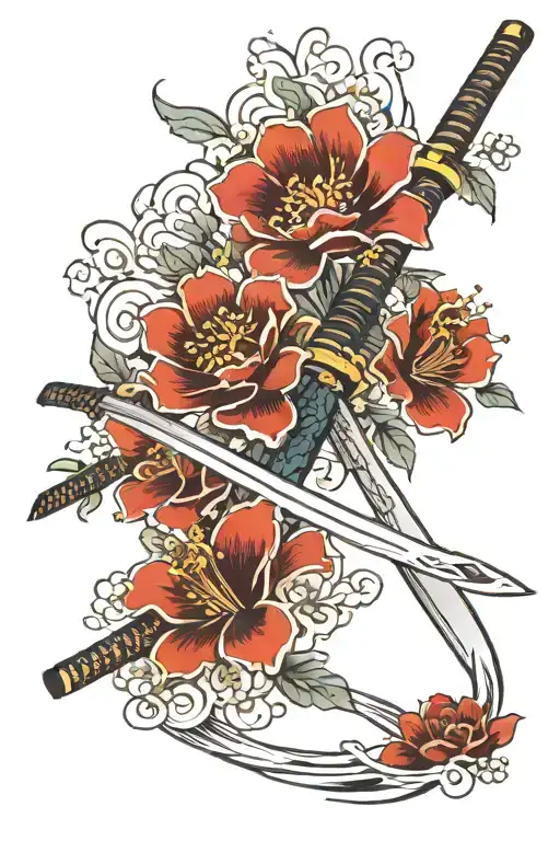 Flower And Katana Sword