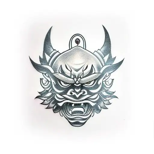 Create A Oni Mask Tatoo On The Forearm With Ring Surrounded By It And The Oni Mask