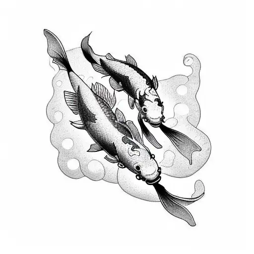 Two Beautiful Koi Fish Swimming Upward