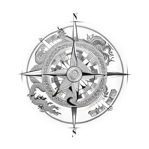 Compass And Chinese Dragon