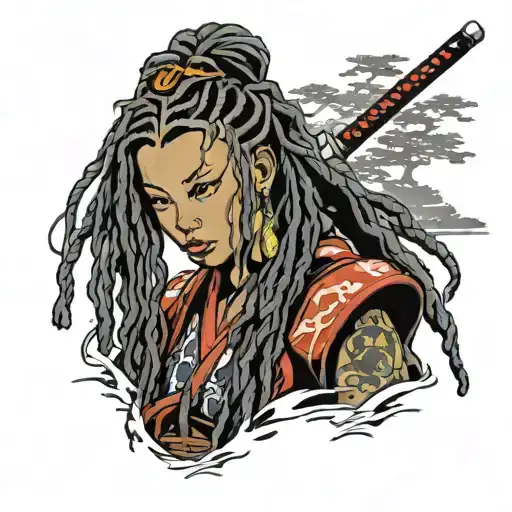 Black Girl With Dreadlock In Samurai Oufit