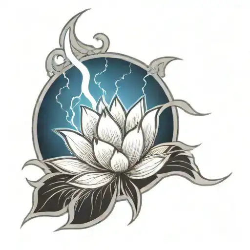 Lightning Behind A Lotus Flower
