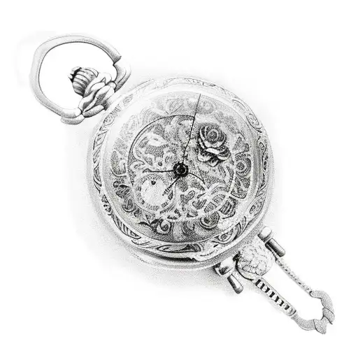 A Pocket Watch Adorned With Roses And Rosary Beads