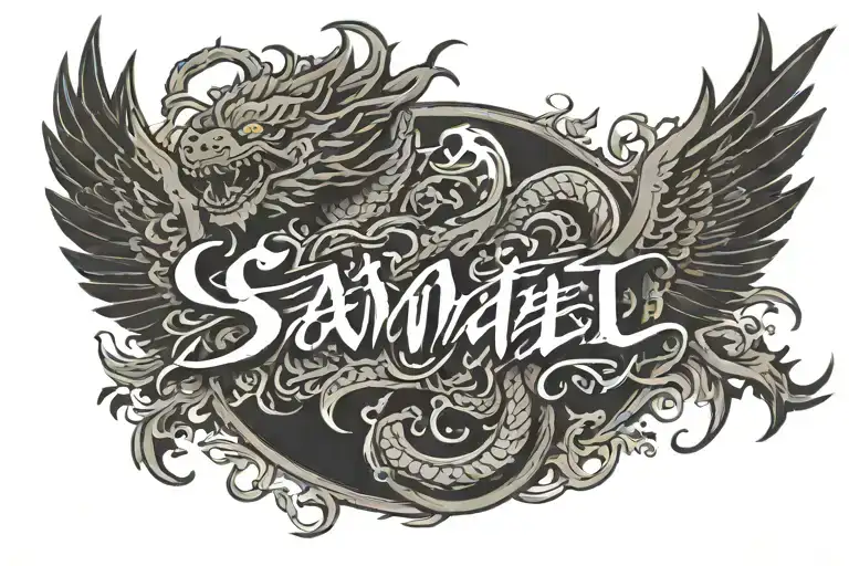 Samael Lettering With Background