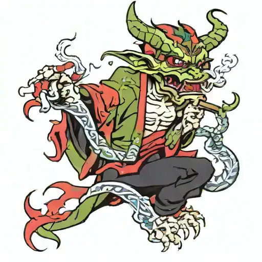 Demon Smoking Weed Leaf