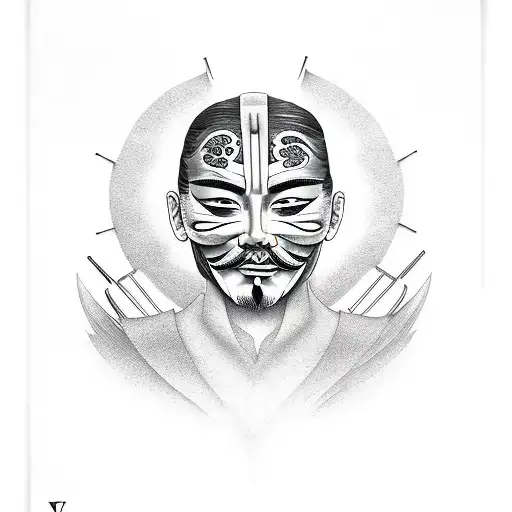 V For Vendetta Portrait With Japanese Surrounds