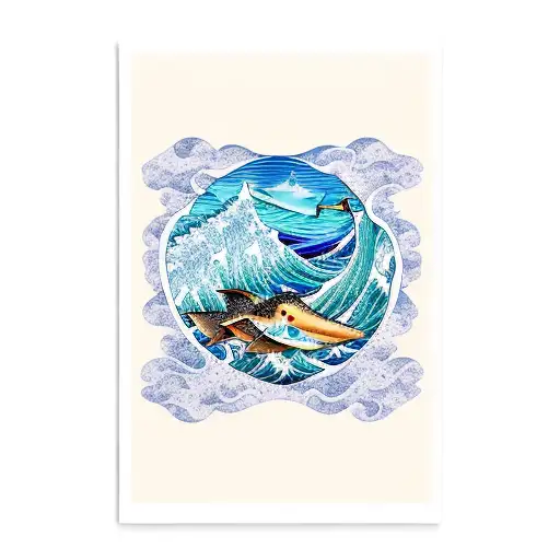 Ocean Wave With Stingray