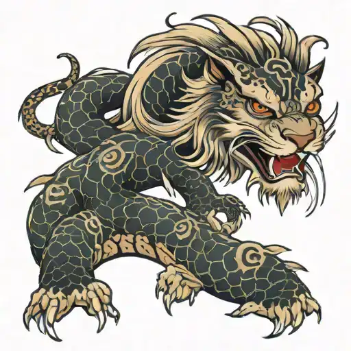 Lion Snake Tattoo Design