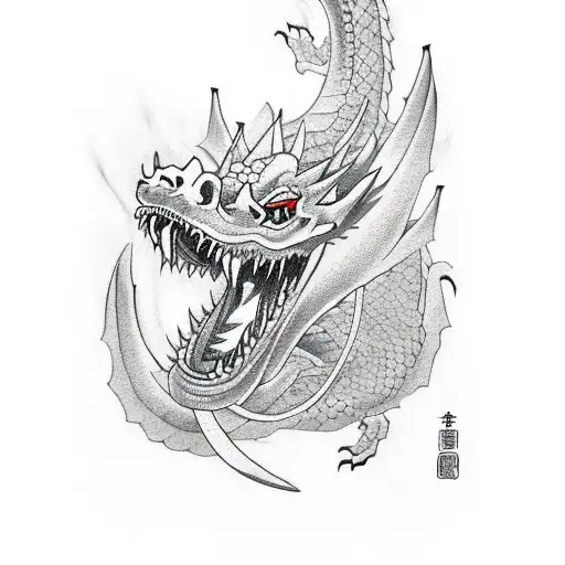 A Dragon With A Sword In Its Teeth