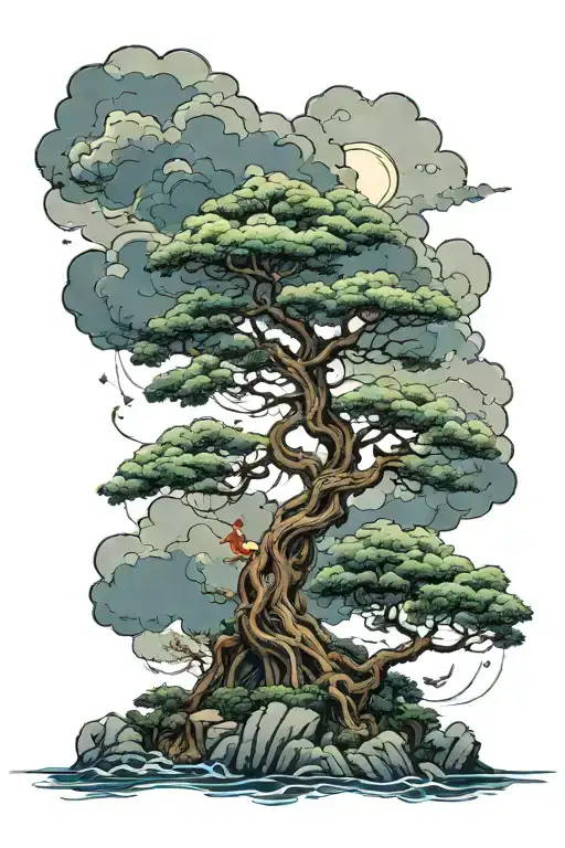 Enchanted Tree With Storm Clouds At The Top