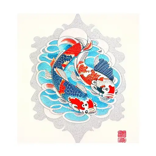Koi Fish And Water Lilly's