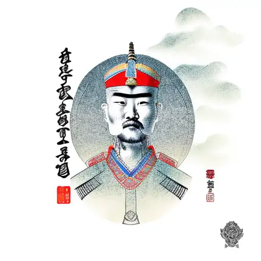 Mongolian Soldier 13Th Century Ride A Horse With Nature Background