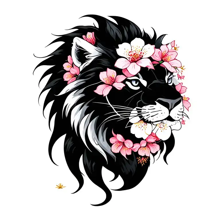 Lion And Cherry Blossoms Wrapped