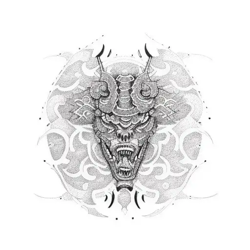 An Intricate Dotwork Tattoo Of A Camouflage Pattern With A Hidden Knife And Gun Design