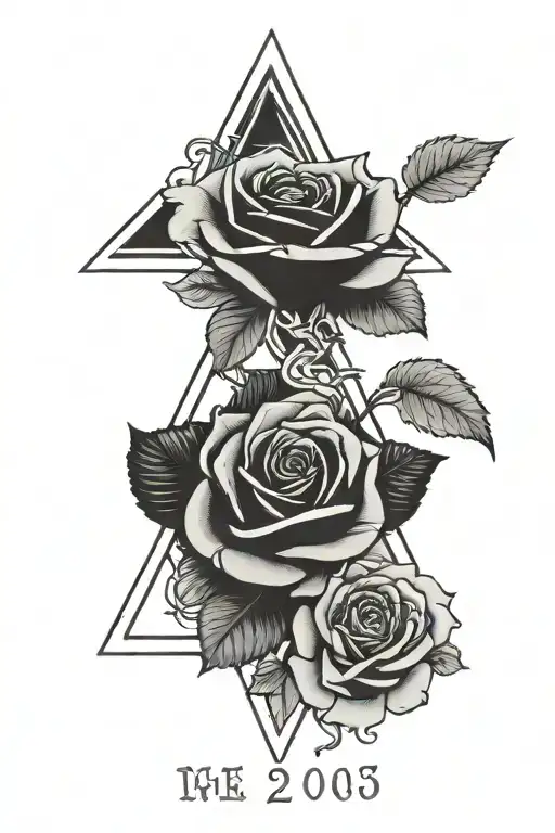 Rose And Triangle Black And White Minimalist With Year 2005 And Infinity Symbol