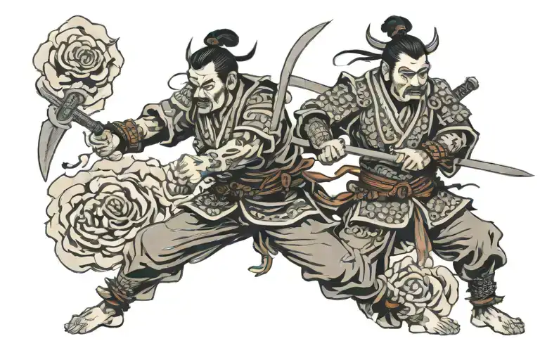 Four Armed Warrior With Swords Going