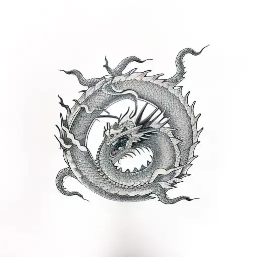 Full Left Arm Rising Dragon With Sakura's Tree