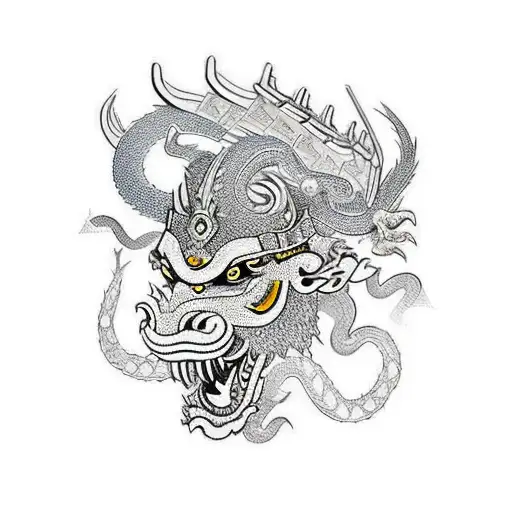 Samurai Helmet With Dragons Coming Out Of It