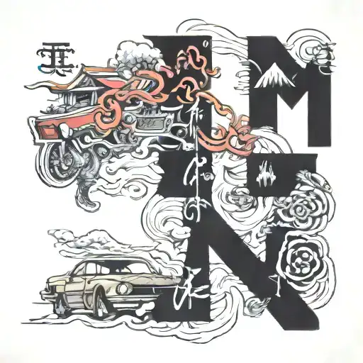 Map With Car Alphabet M And F