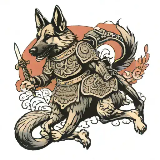 Knight Riding German Shepherd Dog