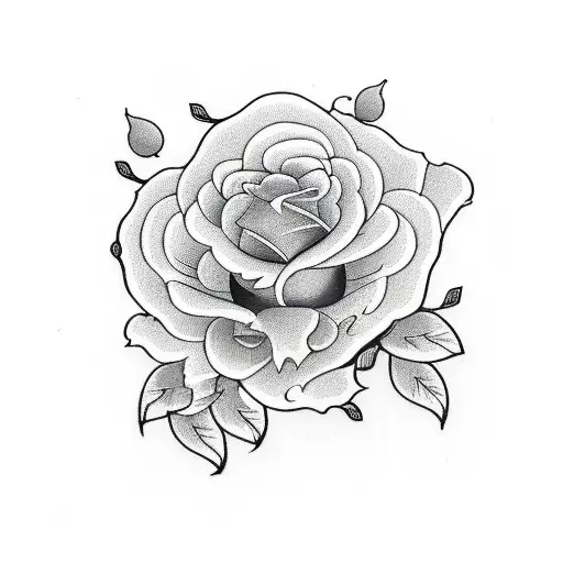 Orange Fox With A Fan And Rose Roses