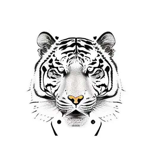 A Tiger And A Panther Confronted From Corner To Corner