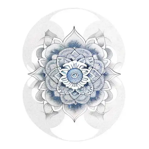 Lotus Flower Back Tattoo With Yin And Yang