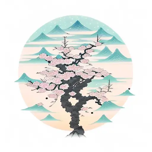 Sakura Tree In The Nightsky