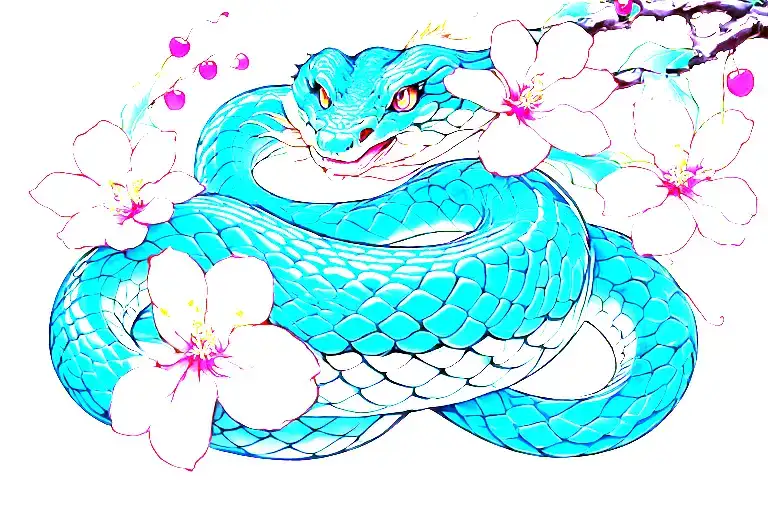 Snake With Cherry Blossoms And Wind Bars