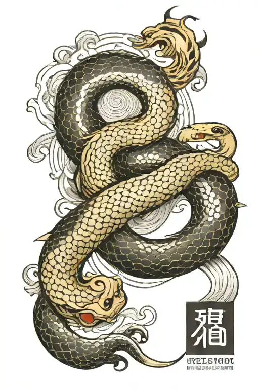 White Snake Yin Yang Symbol