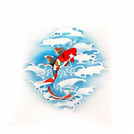 Two Butterfly Koi Fish Swimming Opposite Directions