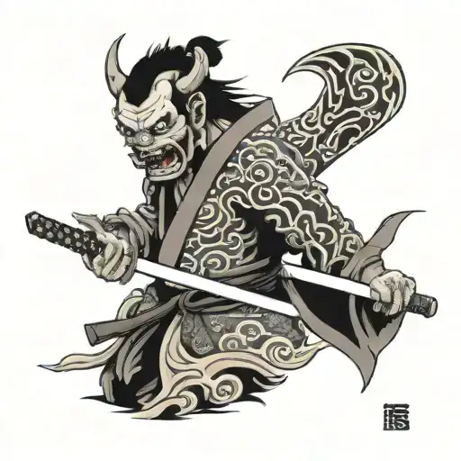 Oni Monster Holding A Katana Sword