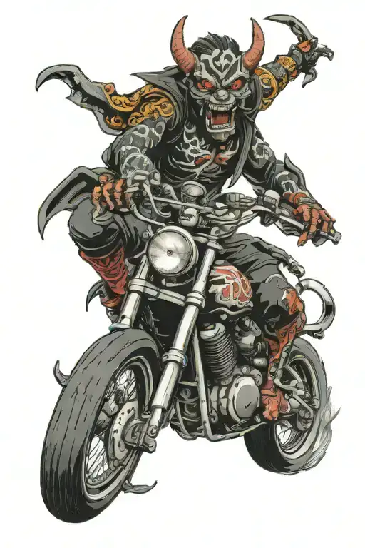 Demon Riding Motorcycle