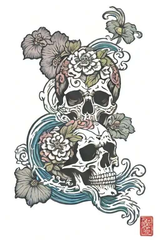 Pion Flowers Skull Waves Crashing