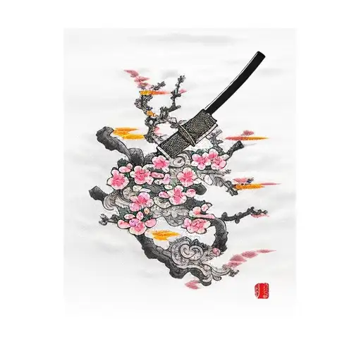 Katana Under Cherry Blossom