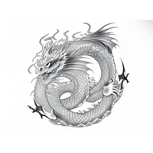 Dragon With Only 3 Colors For The Forearm