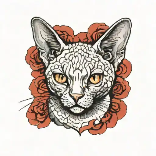 Devon Rex Cat Face Black Grey