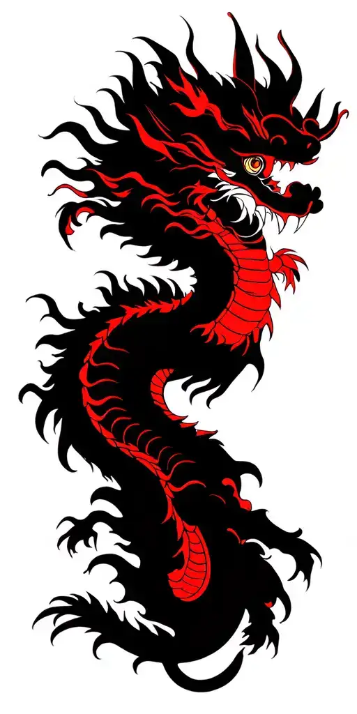 Black And Red Chinese Dragon