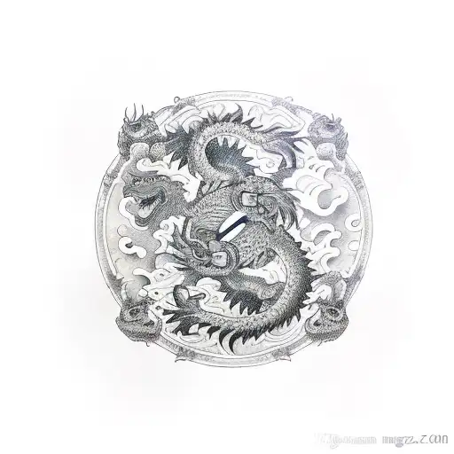 Dragon Fighting Tiger Ying Yang