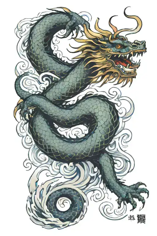 Aquarius-related Dragon In A Vertical Position For Arms