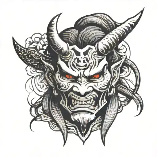 Oni Mask Samurai Girl Face